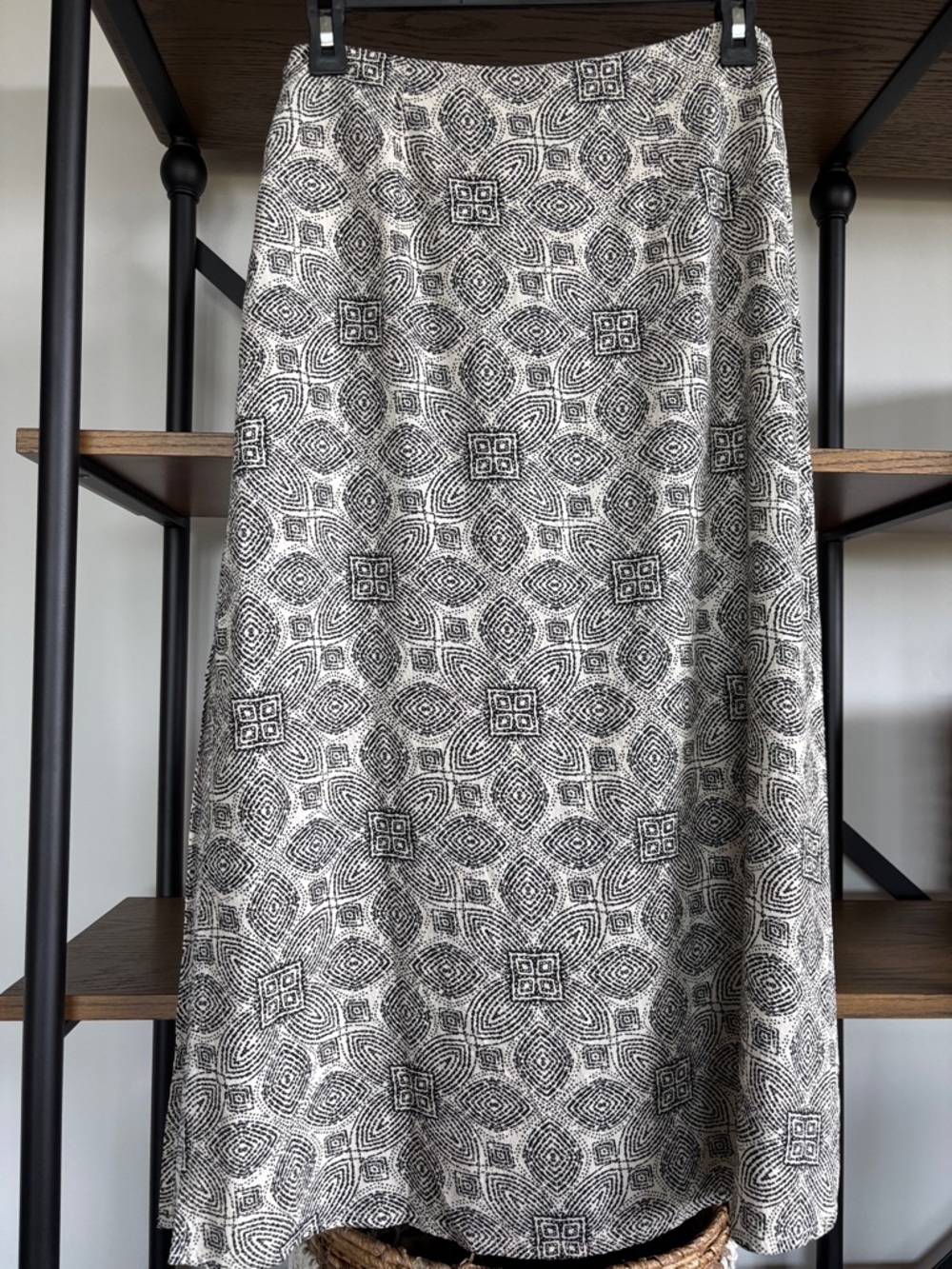 Marine Layer Black and White Maxi Skirt with Geometric Print